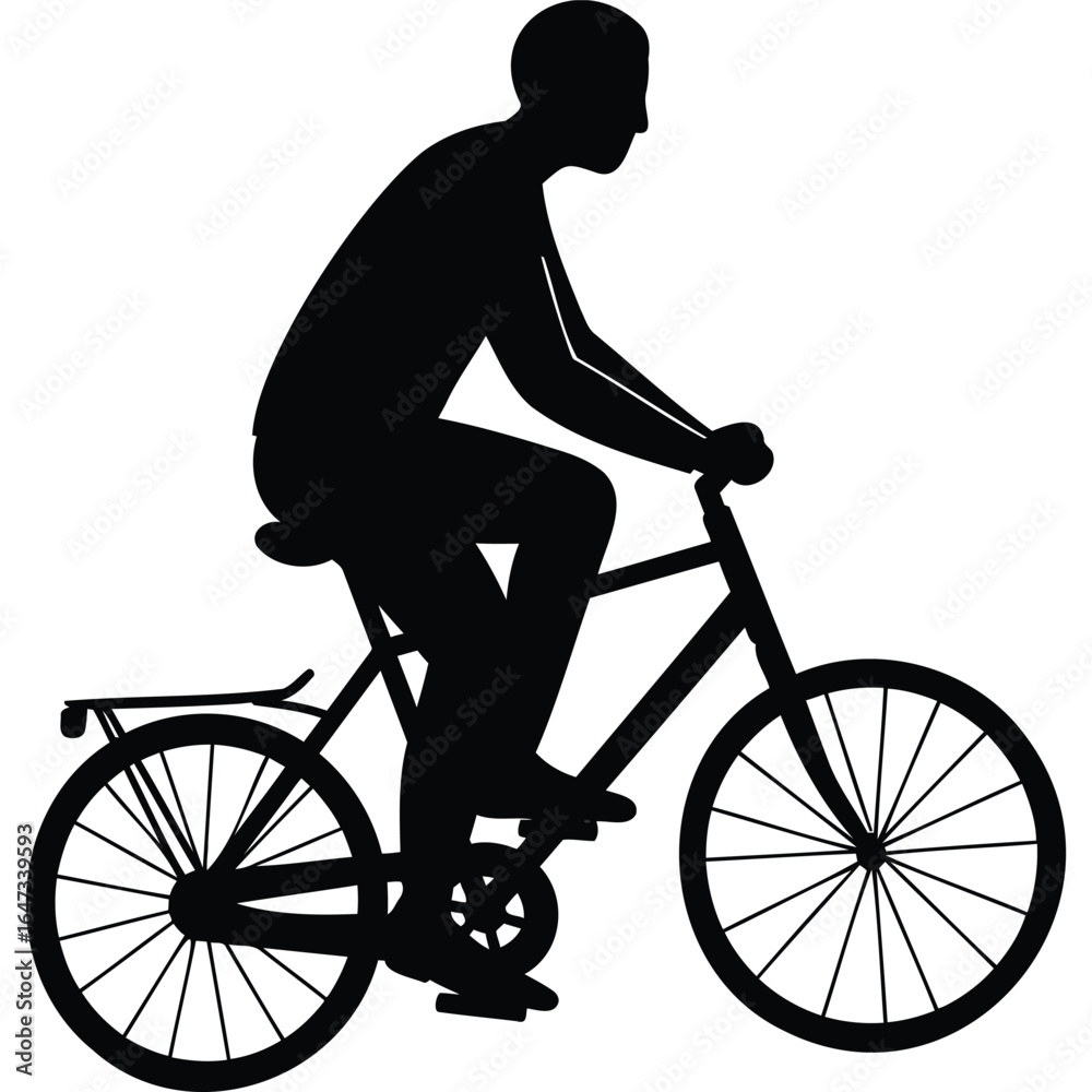 Obraz premium Silhouette Man Cycling Bicycle Bike Ride Commute