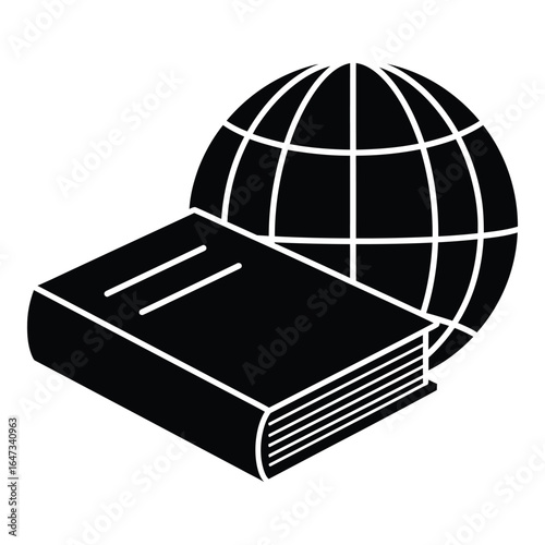 Open book and globe symbolizing global knowledge and learning