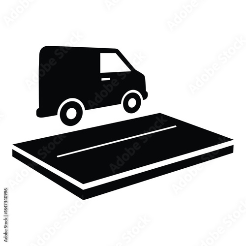 Delivery van arriving at a loading dock for logistics and transportation.