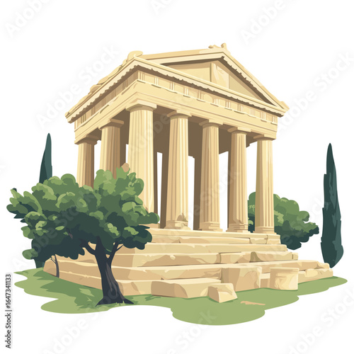 Ancient Greek Temple Illustration