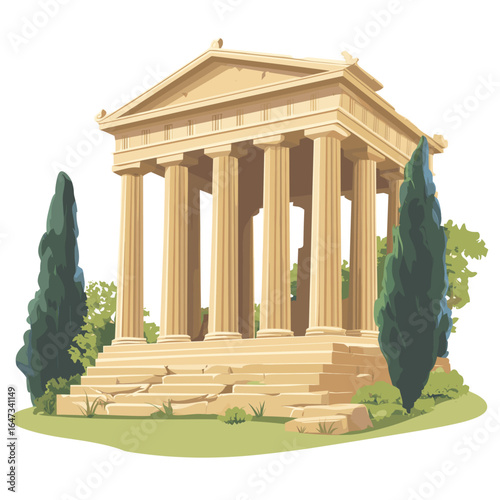 Ancient Greek Temple Illustration