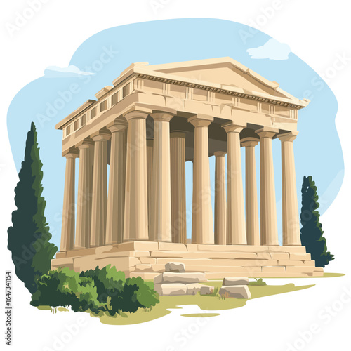 Ancient Greek Temple Illustration