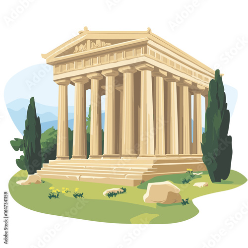 Ancient Greek Temple Illustration