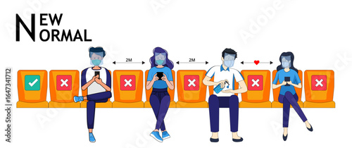 People wear protective mask and face shield make social distancing for shuttle shuttle bus, subway, railway, sky train during CoVID-19. New normal behavior lifestyle in daily after covid-19 outbreak.