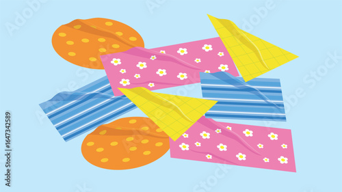 Cotton swabs with daisies on a blue background.