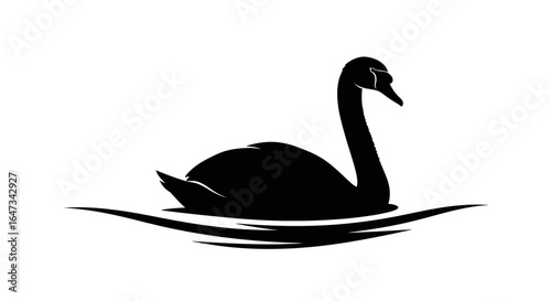 elegant black swan silhouette on water perfect for logo design branding and natureinspired projects