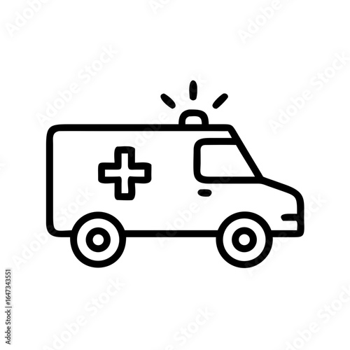Ambulance vehicle icon with siren and medical cross design  