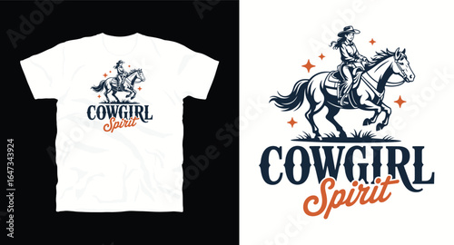 Vintage illustration of cowgirl vector t shirt design print 