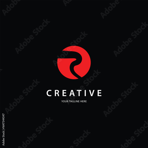 Minimalist letter R with circle logo for your brand