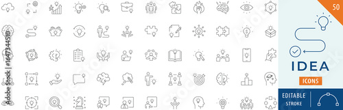 Idea icon collection set. Editable stroke.