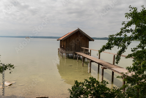 Obraz na plátně boathouse in the lake, Germany