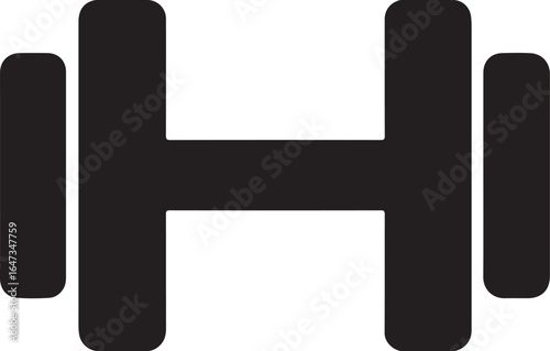 Silhouette vector of dumbbell icon, symbolizing fitness, strength training, exercise, and gym workouts.