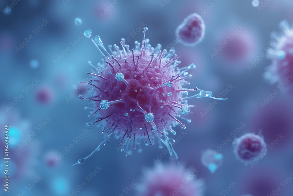 Fototapeta premium A microscopic image of psittacosis bacteria (parrot fever), showing the bacterial agents responsible for psittacosis, a zoonotic infection transmitted from birds to humans.