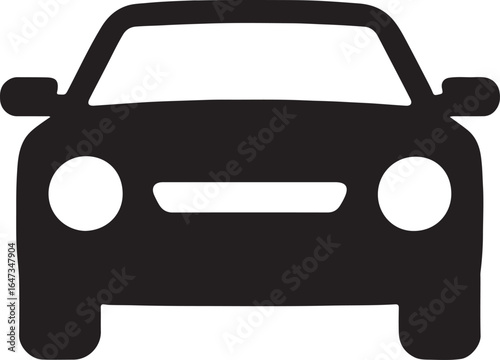 Silhouette vector of car front view, symbolizing automobile design, transportation, and vehicle perspective.
