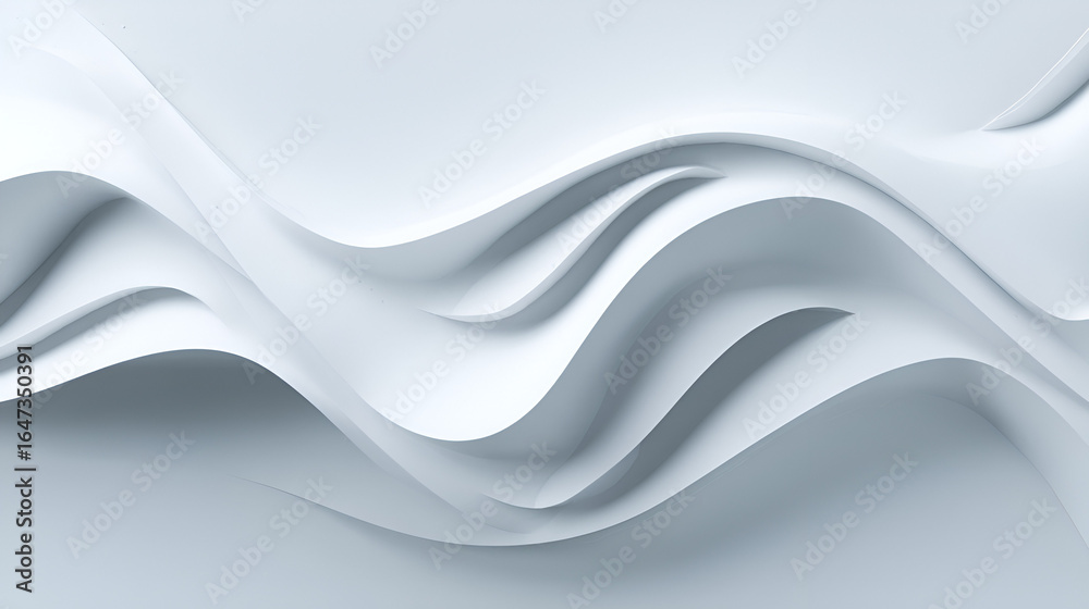Obraz premium Abstract white wavy shapes form a layered textured background