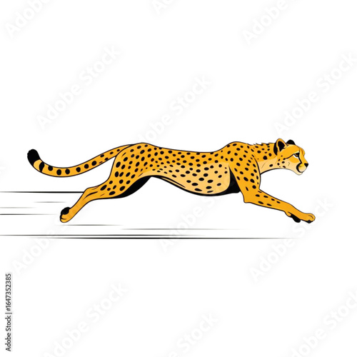 Stylized illustration of a cheetah in full stride conveying speed and agility with motion lines