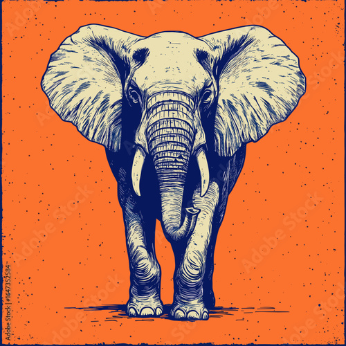 Photography Bold illustration of an elephant on a vibrant background