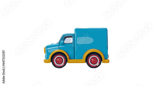 A vibrant cartoon truck isolated on a solid background.