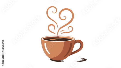 A heartwarming cup of coffee, with steam rising in the shape of a heart.
