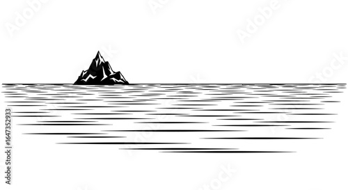 solitary peak black and white illustration of an island perfect for branding minimalist designs and concepts of isolation adventure or discovery