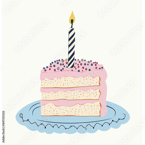 Birthday cake illustration with candles