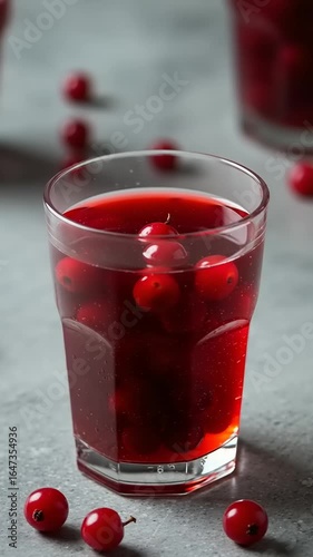 Wallpaper Mural Refreshing cranberry drink in glass with berries Torontodigital.ca