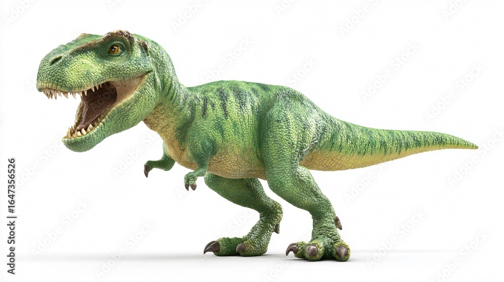 Obraz premium Green T-rex Dinosaur Toy 3D Rendering Isolated