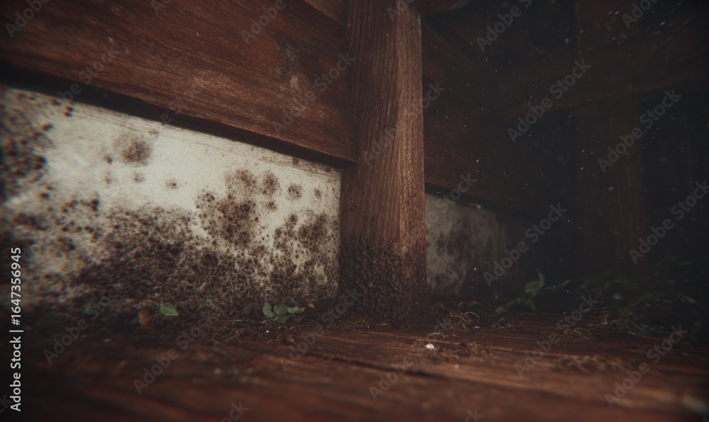 Obraz premium 床下空間の黒カビの成長