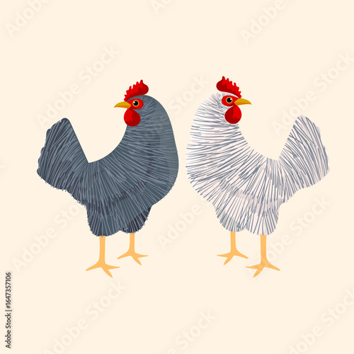 Hen chicken hand drawn vector illustration Poultry farm animal isolated on white background