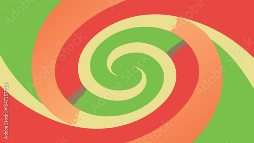 Retro Spiral Swirl Abstract Background With Green Orange Red Yellow Colors vector illustration