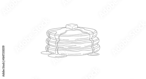 delicious buttery pancakes a simple line art illustration perfect for restaurant menus food blogs and breakfastthemed designs