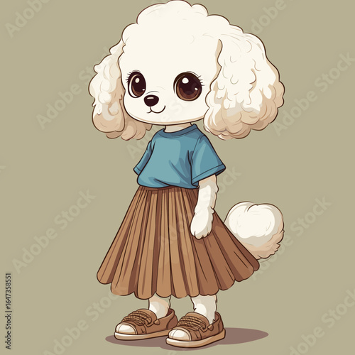 Cute cartoon dog character in trendy outfit
