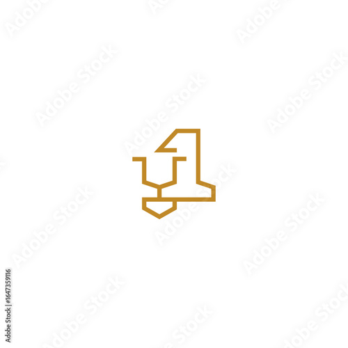 Lion number 1 logo design.