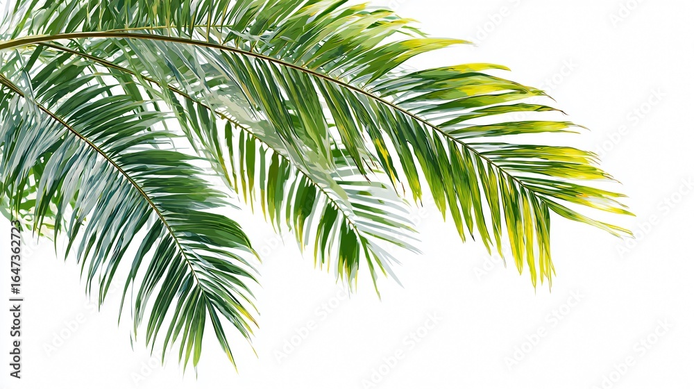 Naklejka premium Fresh Palm Leaves Isolated on White Background for Creative Designs