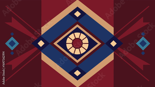 Symmetrical Geometric Design With Diamond Shapes And Teal Accents abstract pattern