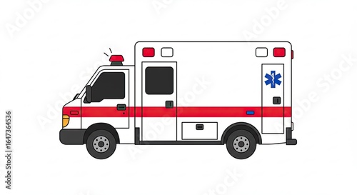 Wallpaper Mural White and Red Ambulance on White Background Emergency Vehicle Illustration Torontodigital.ca