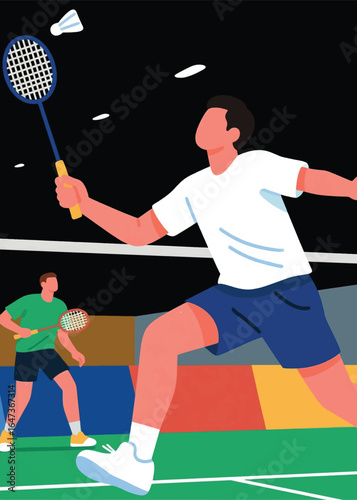 badminton sports player Illustrator Artwork design template poster