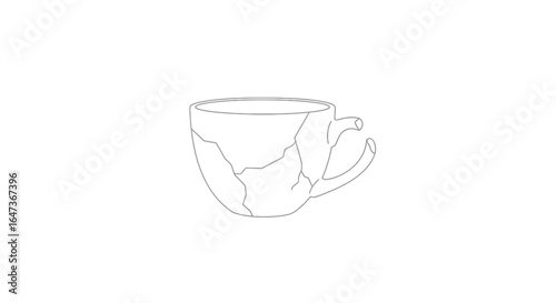 cracked coffee cup illustrating brokenness resilience and the imperfect beauty of recovery perfect for mental health breakup or business failure concepts