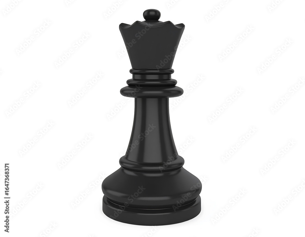 Fototapeta premium Black chess queen, isolated on white background