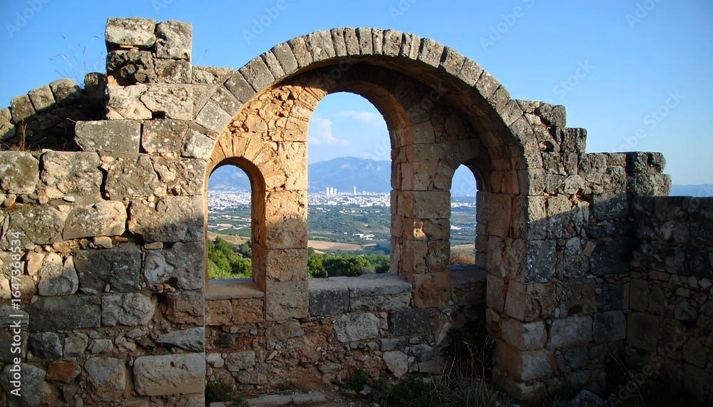 Ancient stone archway with vista Ancient stone archway with vista