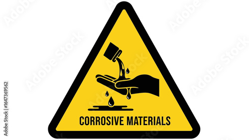 Corrosive Materials Warning Sign Illustrative Representation of Chemical Hazard with Caution