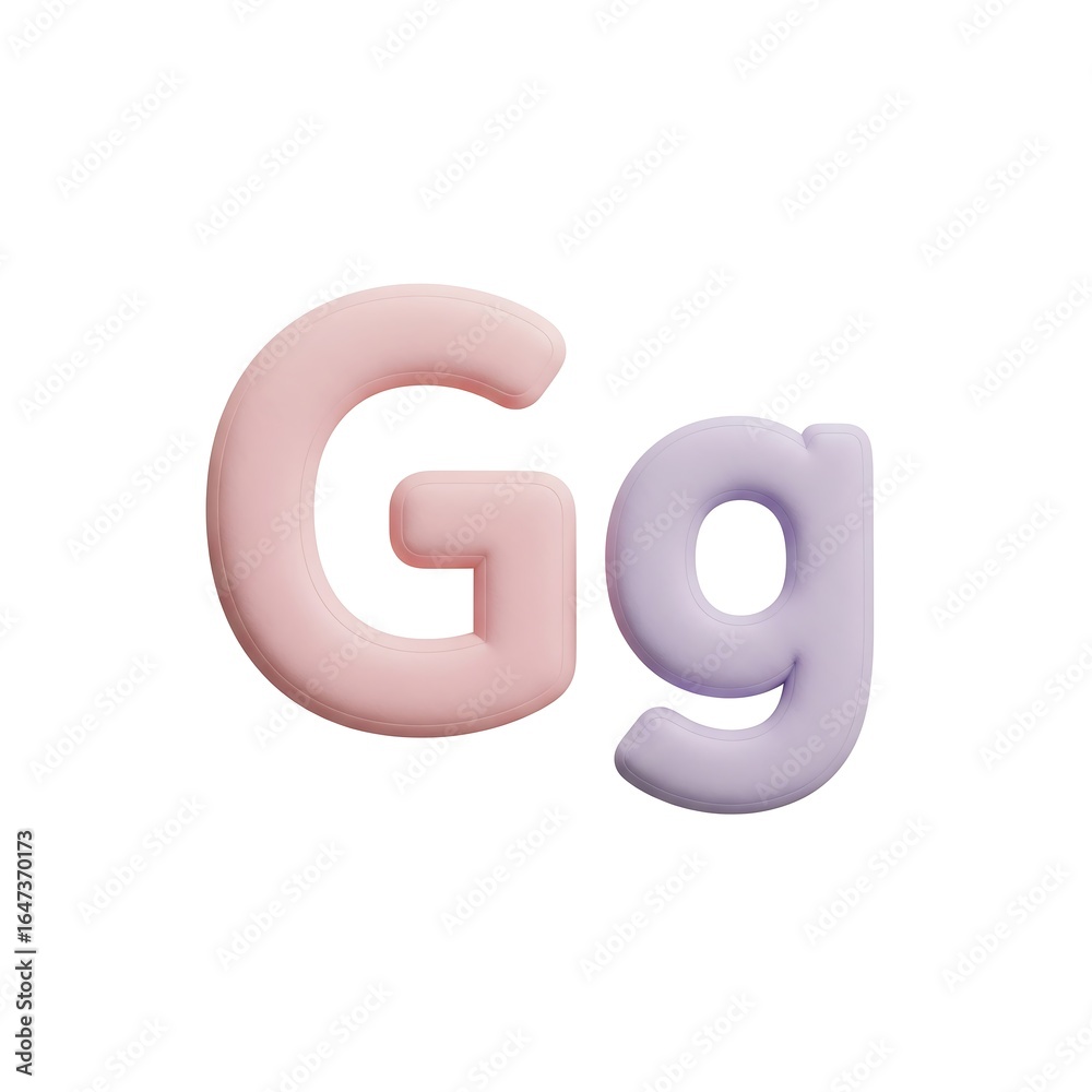 Soft 3D Letter G in Pink and Purple Pastel Soft 3D Letter G in Pink and Purple Pastel