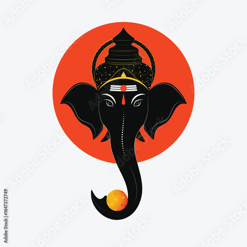 ganpati line art conceptual design for pooja room decor, banner, card, poster and Hindu festival ganesh chaturthi.