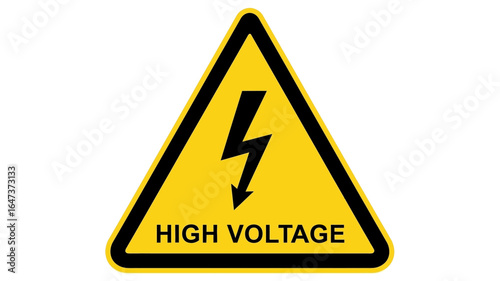 High Voltage Warning Sign - Danger Alert Electricity Hazard Symbol on a Yellow Triangle