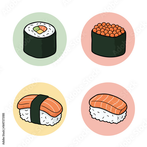 Sushi platter maki, nigiri, and ikura