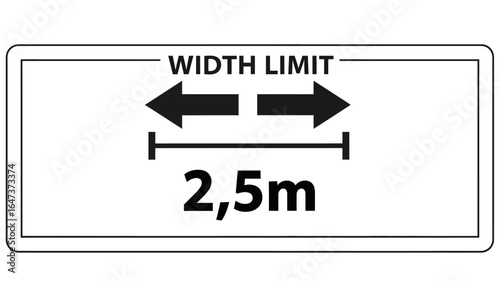 Width Limit Sign A Detailed Illustration of a Road Restriction with Text and Arrows