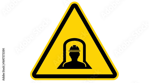 Warning Sign Person Inside Tunnel - Construction Safety Symbol