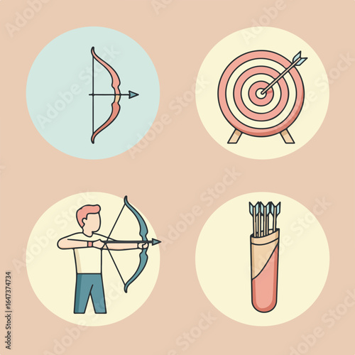 Archery icons set