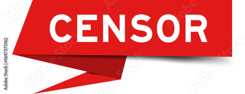 Red color speech banner with word censor on white background
