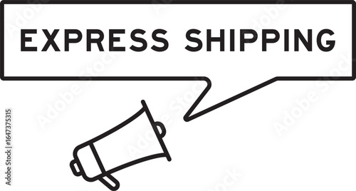 Megaphone icon with speech bubble in word express shipping on white background